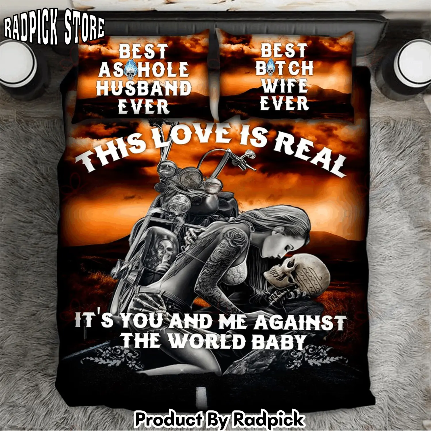 Radpick skull couple this love is real duvet cover bedroom sets comfortable bedding sets rp3272302